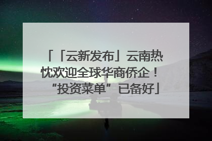 「云新发布」云南热忱欢迎全球华商侨企！“投资菜单”已备好