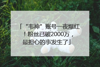 “韦神”账号一夜爆红！粉丝已破2000万，最担心的事发生了