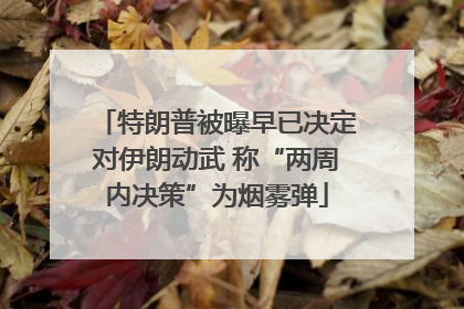 特朗普被曝早已决定对伊朗动武 称“两周内决策”为烟雾弹