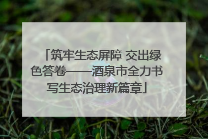 筑牢生态屏障 交出绿色答卷——酒泉市全力书写生态治理新篇章
