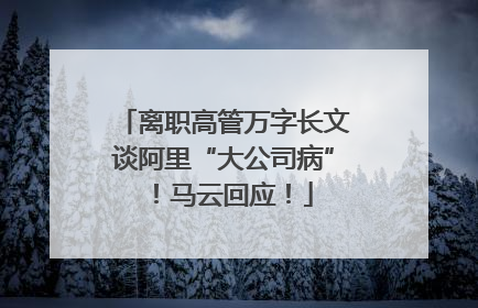 离职高管万字长文谈阿里“大公司病”！马云回应！
