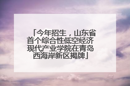 今年招生，山东省首个综合性低空经济现代产业学院在青岛西海岸新区揭牌
