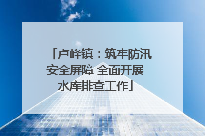 卢峰镇：筑牢防汛安全屏障 全面开展水库排查工作