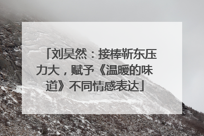 刘昊然：接棒靳东压力大，赋予《温暖的味道》不同情感表达