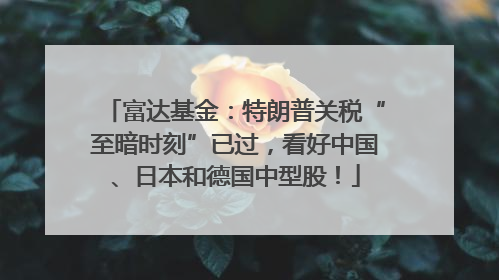 富达基金：特朗普关税“至暗时刻”已过，看好中国、日本和德国中型股！