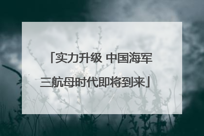 实力升级 中国海军三航母时代即将到来