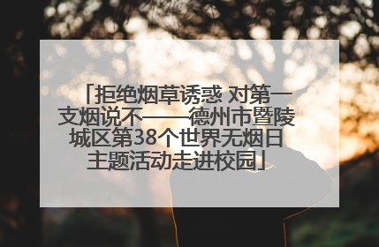 拒绝烟草诱惑 对第一支烟说不——德州市暨陵城区第38个世界无烟日主题活动走进校园