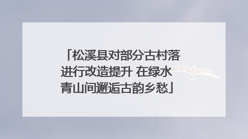 松溪县对部分古村落进行改造提升 在绿水青山间邂逅古韵乡愁