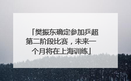 樊振东确定参加乒超第二阶段比赛，未来一个月将在上海训练