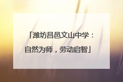 潍坊昌邑文山中学：自然为师，劳动启智