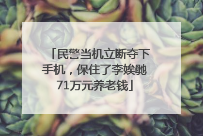 民警当机立断夺下手机，保住了李娭毑71万元养老钱