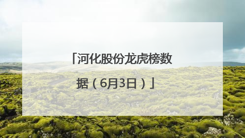 河化股份龙虎榜数据（6月3日）