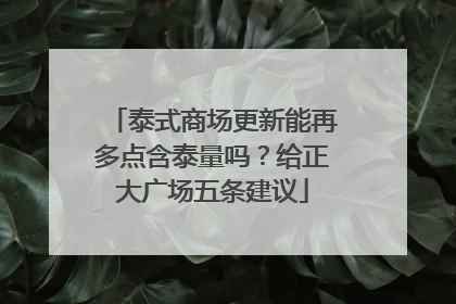 泰式商场更新能再多点含泰量吗？给正大广场五条建议