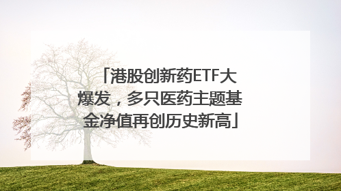 港股创新药ETF大爆发，多只医药主题基金净值再创历史新高
