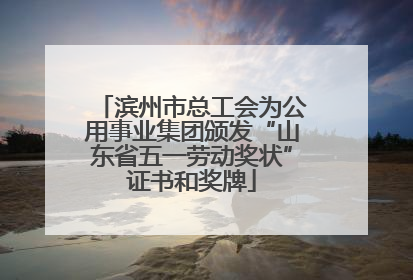 滨州市总工会为公用事业集团颁发“山东省五一劳动奖状”证书和奖牌