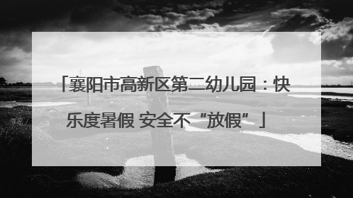 襄阳市高新区第二幼儿园：快乐度暑假 安全不“放假”