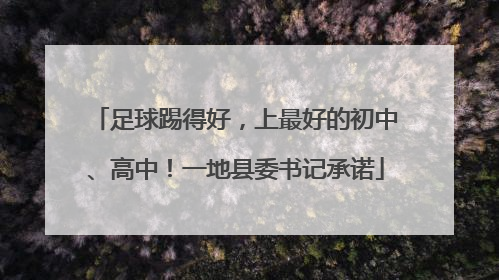 足球踢得好，上最好的初中、高中！一地县委书记承诺