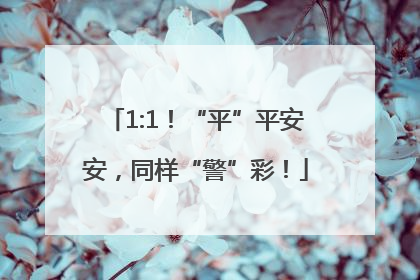 1:1！“平”平安安，同样“警”彩！