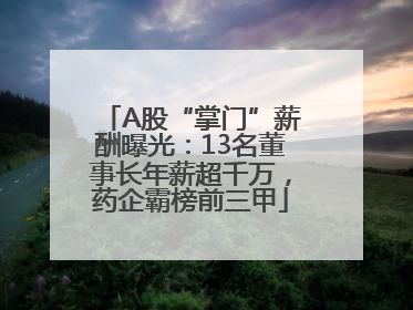A股“掌门”薪酬曝光：13名董事长年薪超千万，药企霸榜前三甲